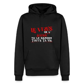 Aviation Virus cadeau sport - Sweat à capuche Premium bio Homme - noir - Devant - Nico (187cm)