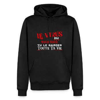 Boogie Woogie virus cadeau sport - Sweat à capuche Premium bio Homme - noir - Devant - Nico (187cm)