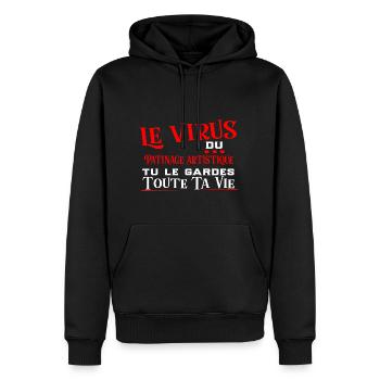 Patinage artistique virus cadeau sport - Sweat à capuche Premium bio Homme - noir - Devant - Nico (187cm)