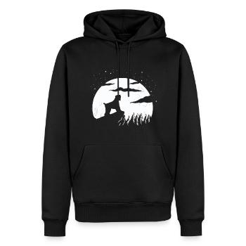 Terrier russe noir - Sweat à capuche Premium bio Homme - noir - Devant - Nico (187cm)
