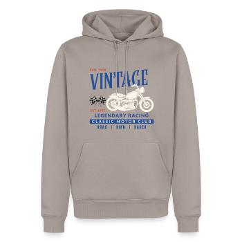 Vintage-Motorrad Klassisches Motorclub-Design - Männer Premium Bio Hoodie - Taupe - Vorne - Nico (187cm)