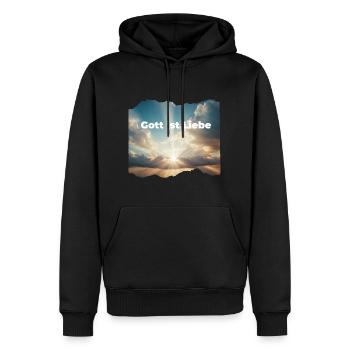 Gott ist Liebe - Männer Premium Bio Hoodie - Schwarz - Vorne - Nico (187cm)