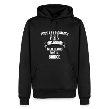 Bridge - Sweat à capuche Premium bio Homme - noir - Devant - Nico (187cm)