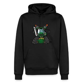 0197 6920S tracteur vert - Sweat à capuche Premium bio Homme - noir - Devant - Nico (187cm)