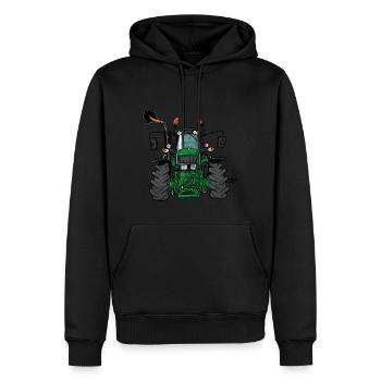 0175 Green tractor - Men’s Premium Organic Hoodie - black - Front - Nico (187cm)