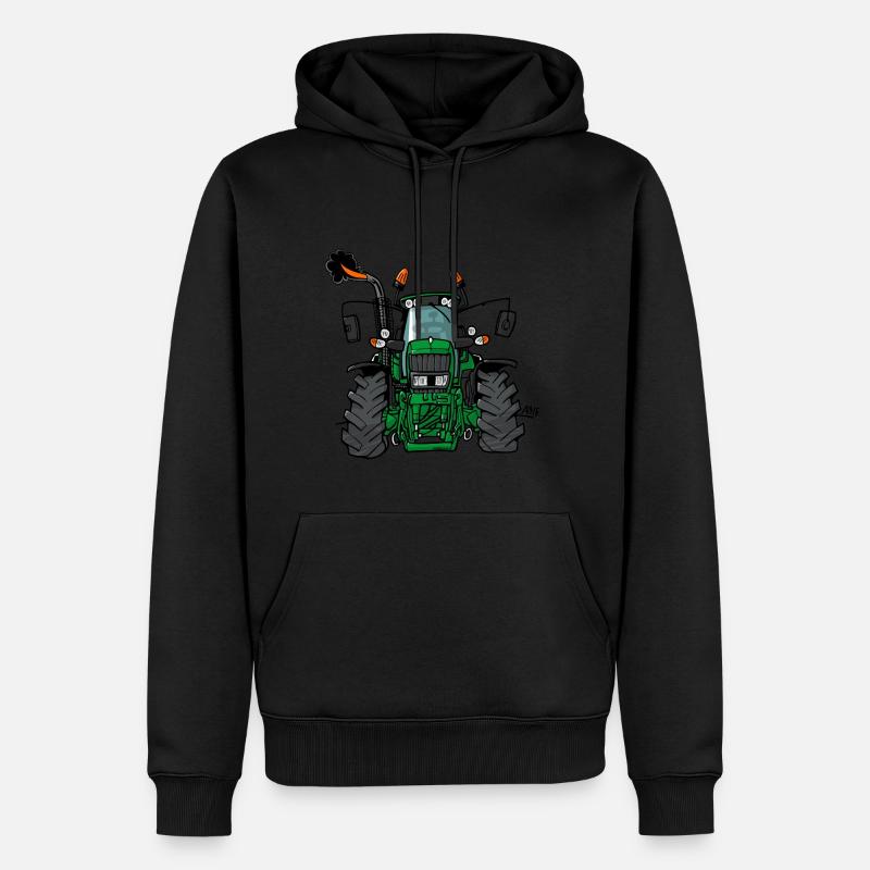 0175 tracteur vert - Sweat à capuche Premium bio Homme - noir