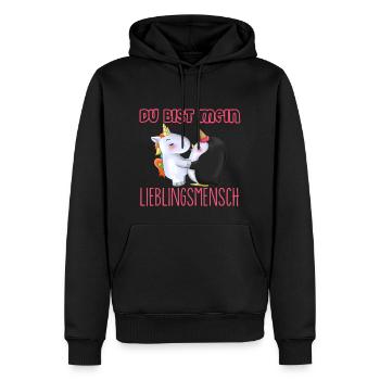 Einhorn Einhörner Pinguin süß Freundin Geschenk - Männer Premium Bio Hoodie - Schwarz - Vorne - Nico (187cm)