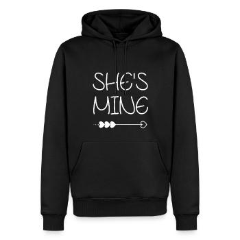 Shes vous mine Appartient PartnerLook cadeau petite amie - Sweat à capuche Premium bio Homme - noir - Devant - Nico (187cm)