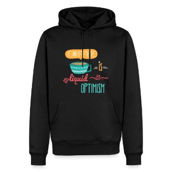 Coffee Is Liquid Optimism - Men’s Premium Organic Hoodie - black - Front - Nico (187cm)