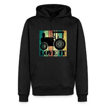 Love Tractor Vintage Design - Männer Premium Bio Hoodie - Schwarz - Vorne - Nico (187cm)