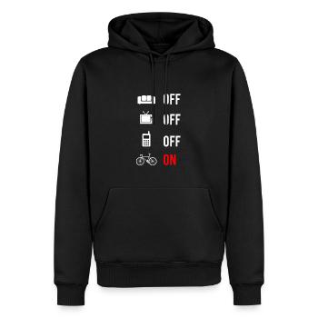 Off-on-gift cycling road cyclist - Men’s Premium Organic Hoodie - black - Front - Nico (187cm)