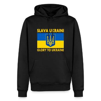 Slava ukraini - Sweat à capuche Premium bio Homme - noir - Devant - Nico (187cm)