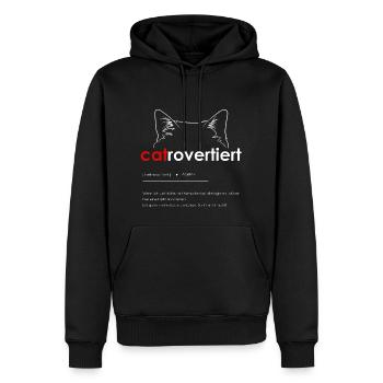 catrovertiert introvertierte Katzenmenschen - Männer Premium Bio Hoodie - Schwarz - Vorne - Nico (187cm)