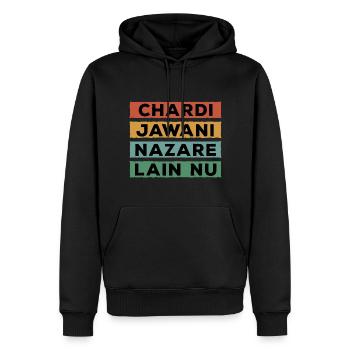 CHARDI JAWANI NAZARE LAIN NU - Punjabi-Satz - Männer Premium Bio Hoodie - Schwarz - Vorne - Nico (187cm)