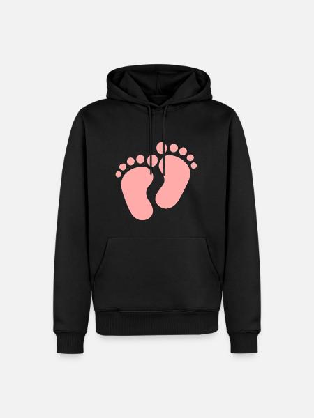 Odcisk stopy różowe ślady stóp dziecka - Herre Premium økologisk hoodie - sort