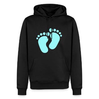 Fußspuren Fußabdrücke Babyfüsse Füsschen blau - Männer Premium Bio Hoodie - Schwarz - Vorne - Nico (187cm)