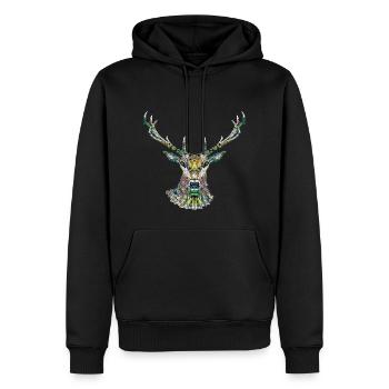cerf - Sweat à capuche Premium bio Homme - noir - Devant - Nico (187cm)