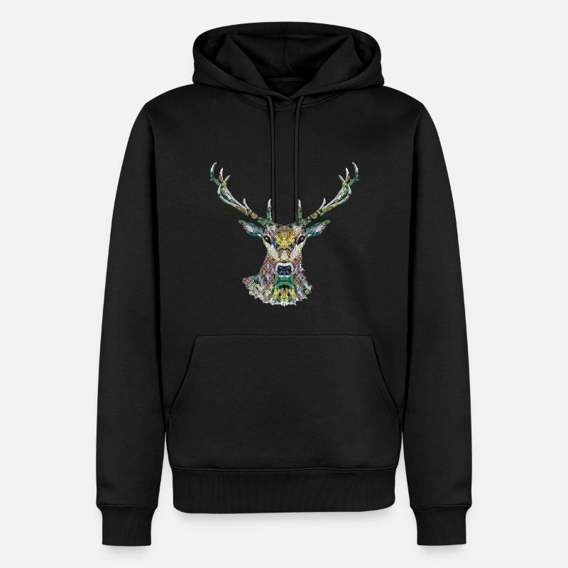 Hirsch - Männer Premium Bio Hoodie - Schwarz