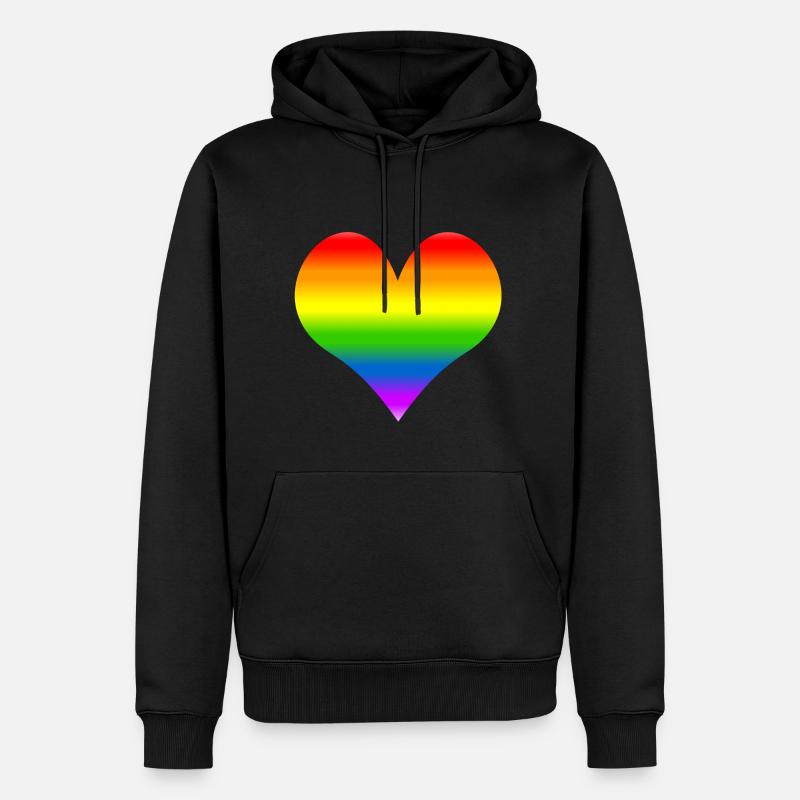 Regenbogenherz - Männer Premium Bio Hoodie - Schwarz