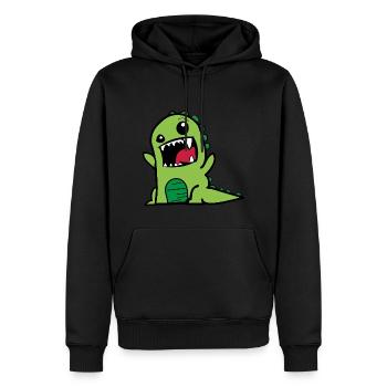 Dinosaure vert - Sweat à capuche Premium bio Homme - noir - Devant - Nico (187cm)