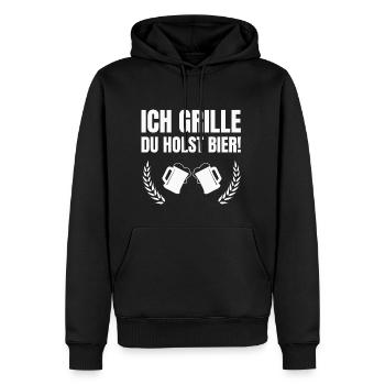 ich grille du holst bier - Männer Premium Bio Hoodie - Schwarz - Vorne - Nico (187cm)