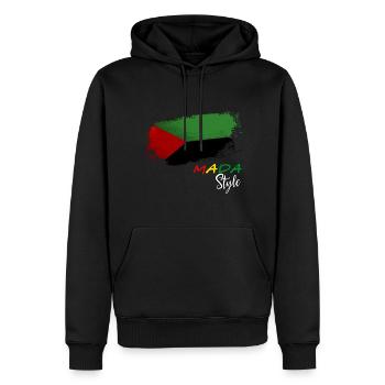 Mada Style Lion Puissance Drapeau Martinique - Sweat à capuche Premium bio Homme - noir - Devant - Nico (187cm)