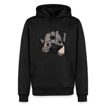 Mops Kopf Geschenk Idee - Männer Premium Bio Hoodie - Schwarz - Vorne - Nico (187cm)