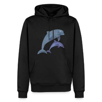 2 niedliche Delphine. Geschenkidee - Männer Premium Bio Hoodie - Schwarz - Vorne - Nico (187cm)