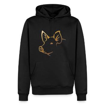 Schwein - Schweinekopf Bauernhof Tier - Männer Premium Bio Hoodie - Schwarz - Vorne - Nico (187cm)