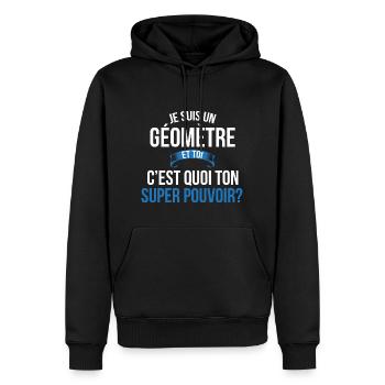 Géomètre super pouvoir homme - Sweat à capuche Premium bio Homme - noir - Devant - Nico (187cm)