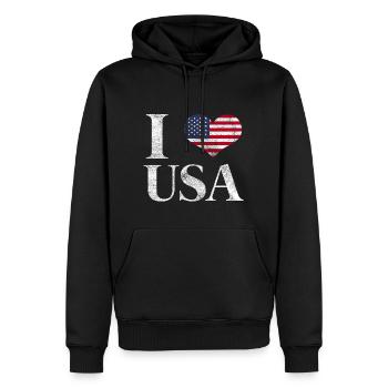 Geschenk USA Flagge amerikanische Fahne Amerika - Männer Premium Bio Hoodie - Schwarz - Vorne - Nico (187cm)
