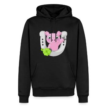 cochon comique du bonheur - Sweat à capuche Premium bio Homme - noir - Devant - Nico (187cm)