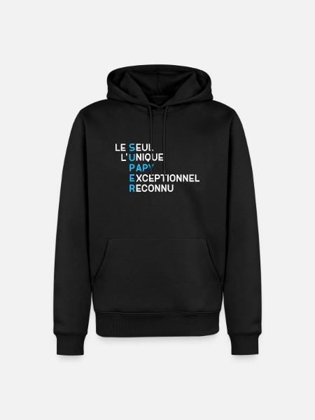 Papy Unique Exceptionnel - Sweat à capuche Premium bio Homme - noir