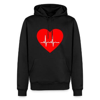 Heart Ekg - Men’s Premium Organic Hoodie - black - Front - Nico (187cm)