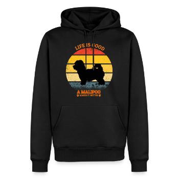 Life Is Good A Malipoo Makes It Better - Männer Premium Bio Hoodie - Schwarz - Vorne - Nico (187cm)