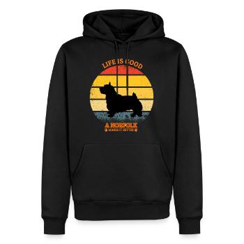 Life Is Good A Norfolk Makes It Better - Männer Premium Bio Hoodie - Schwarz - Vorne - Nico (187cm)