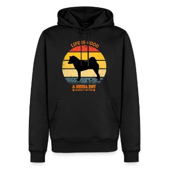 Life Is Good A Shiba Inu Makes It Better - Männer Premium Bio Hoodie - Schwarz - Vorne - Nico (187cm)