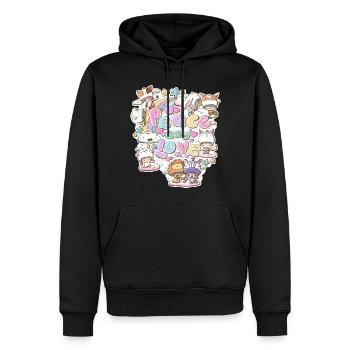 Peace and love preditors and prey in kawaii style - Men’s Premium Organic Hoodie - black - Front - Nico (187cm)