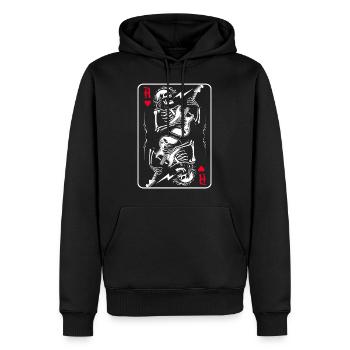 Herz As mit Knochengerüst und E-Gitarre T-Shirt - Männer Premium Bio Hoodie - Schwarz - Vorne - Nico (187cm)