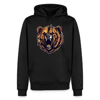 Stolzer brüllender Bär im Retro Style - Männer Premium Bio Hoodie - Schwarz - Vorne - Nico (187cm)