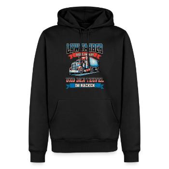 LKW Fahrer Spruch - Für alle Trucker! - Männer Premium Bio Hoodie - Schwarz - Vorne - Nico (187cm)