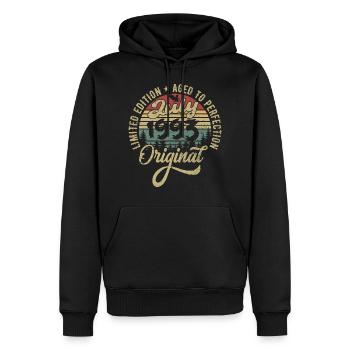 Anniversaire Juillet 1993 Juillet 1993 Juillet 1993 - Sweat à capuche Premium bio Homme - noir - Devant - Nico (187cm)