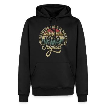 Août 1970 Cadeau d’anniversaire Août 1970 Août - Sweat à capuche Premium bio Homme - noir - Devant - Nico (187cm)