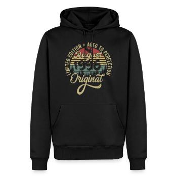 Août 1996 Cadeau d’anniversaire Août 1996 Août - Sweat à capuche Premium bio Homme - noir - Devant - Nico (187cm)