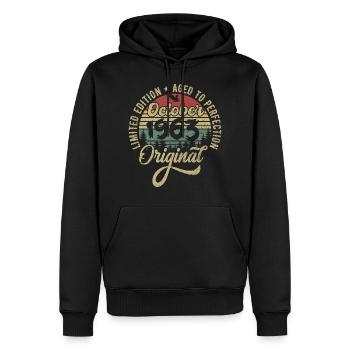 Octobre 1963 Anniversaire Octobre 1963 Octobre - Sweat à capuche Premium bio Homme - noir - Devant - Nico (187cm)