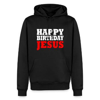 happy birthday - Männer Premium Bio Hoodie - Schwarz - Vorne - Nico (187cm)