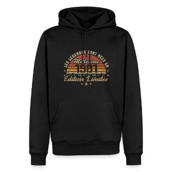 Millésime 1981 Cadeau 43e Anniversaire 43 ans - Sweat à capuche Premium bio Homme - noir - Devant - Nico (187cm)