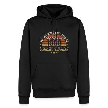 Millésime 1988 Cadeau 36e Anniversaire 36 ans - Sweat à capuche Premium bio Homme - noir - Devant - Nico (187cm)