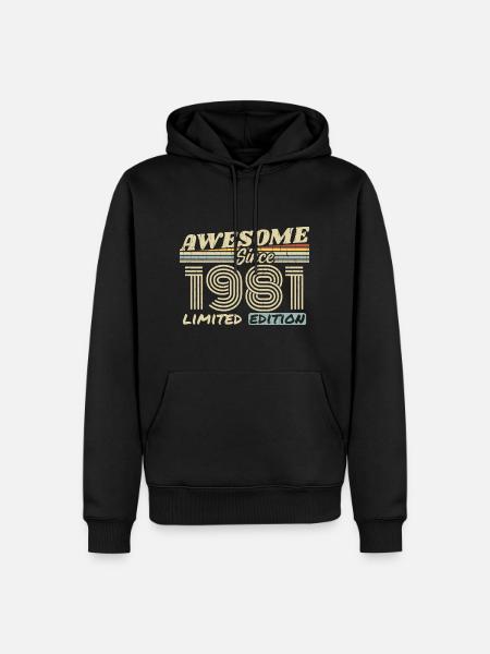 Vintage 1981 Retro - 1981 Geburtstagsgeschenk - Männer Premium Bio Hoodie - Schwarz