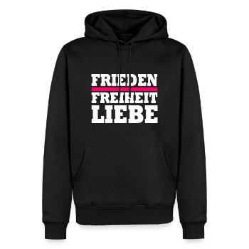Frieden freiheit liebe - Männer Premium Bio Hoodie - Schwarz - Vorne - Nico (187cm)